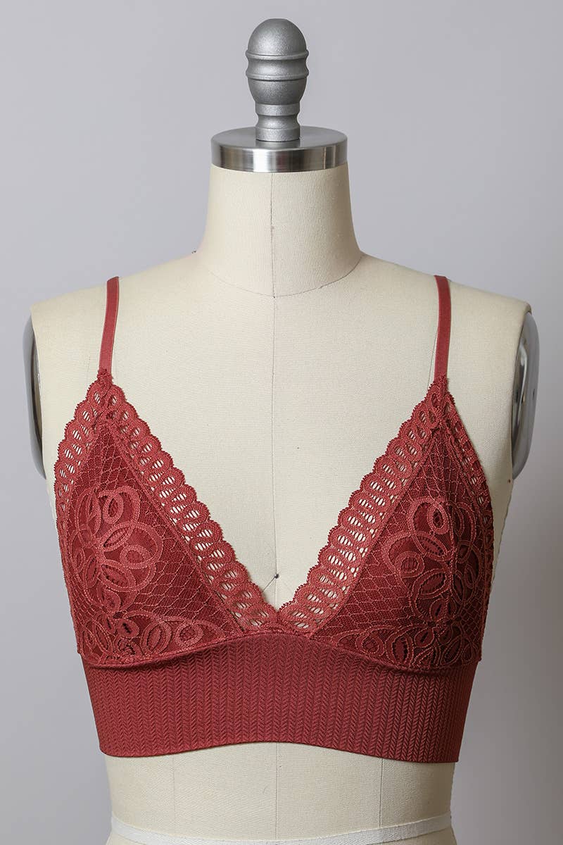 Leto Accessories - Lace Longline Seamless Bralette - Everyday Classic Style