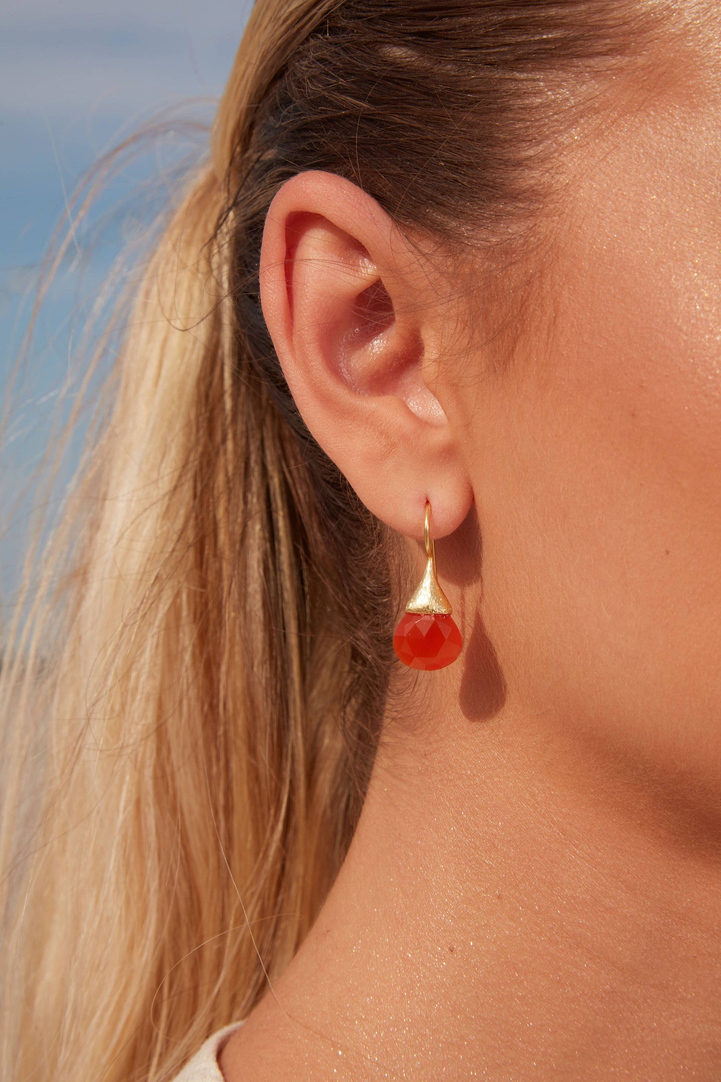 Schmuckoo Berlin - Boho Droplet Earrings Gold - Carnelian