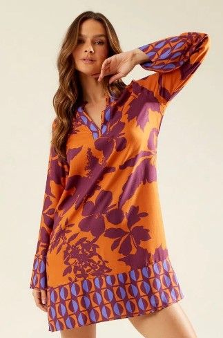 Split neck long sleeve tunic/dress