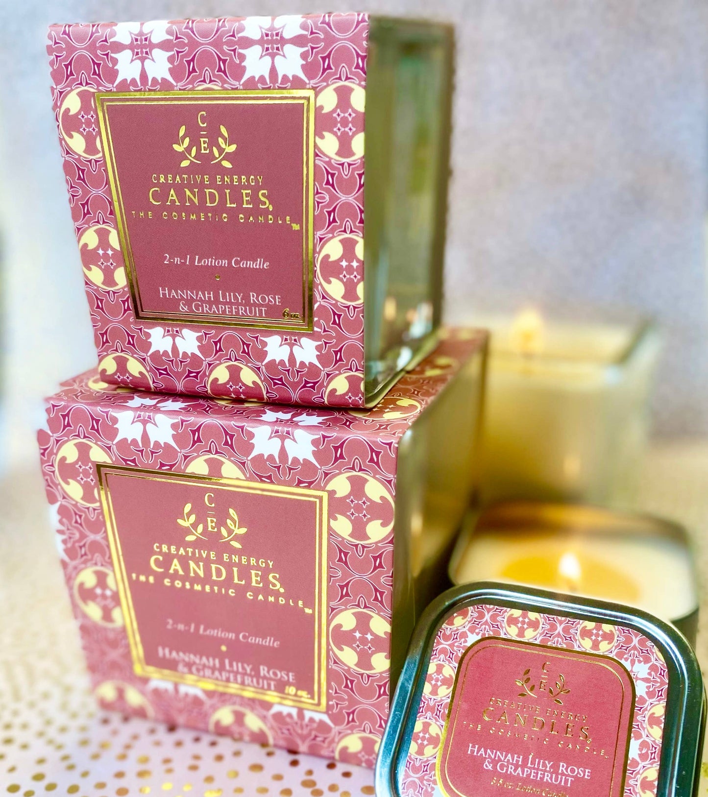 Creative Energy Candles - Hannah Lily, Rose & Grapefruit: 2-in-1 Soy Lotion Candle