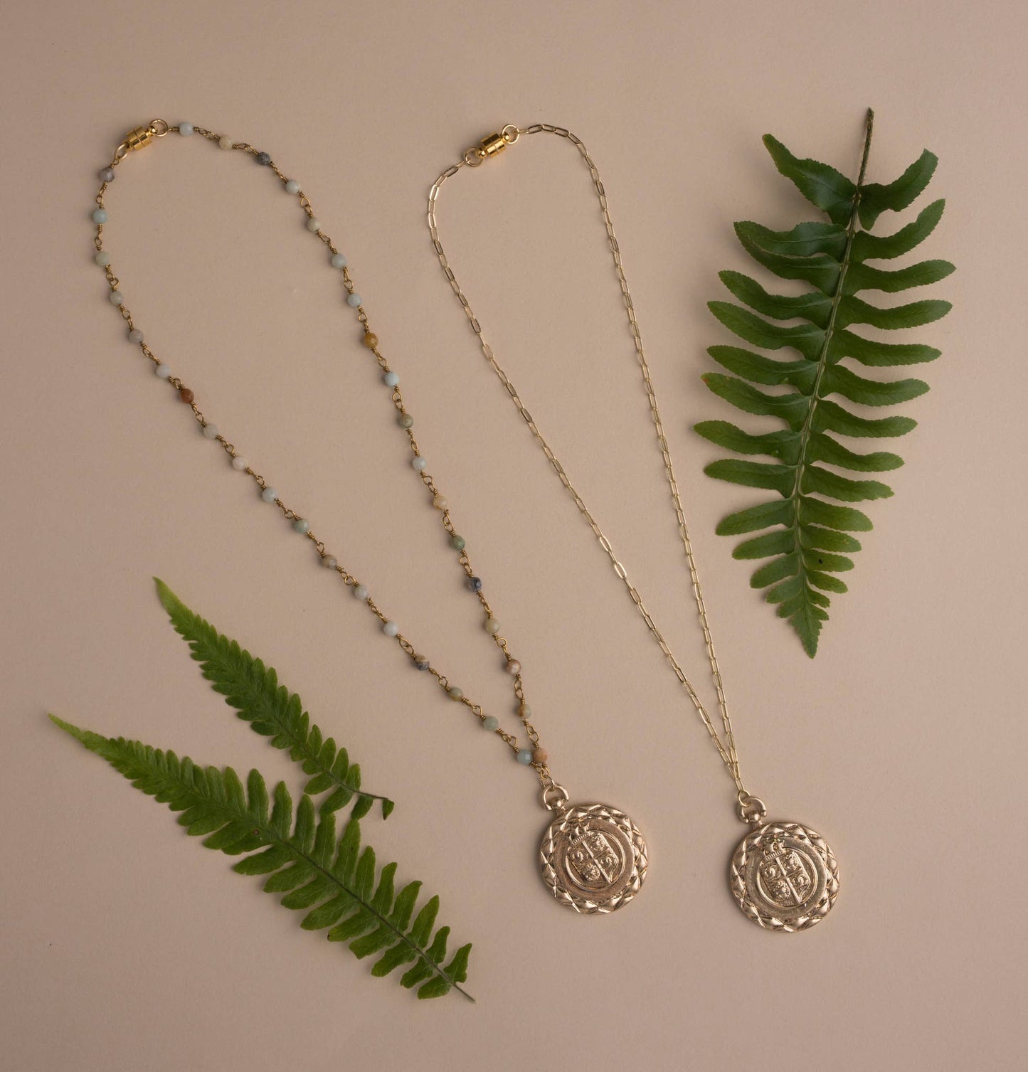 ali & bird jewelry - Quilted lion coin necklace- Amazonite