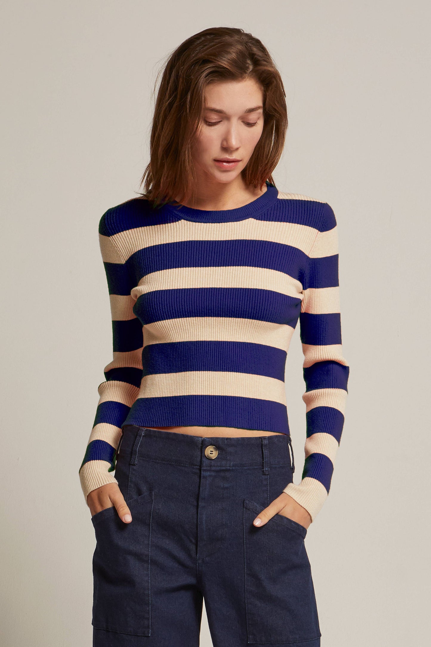 Crescent - CT9564 - Lia Striped Rib Knit Top
