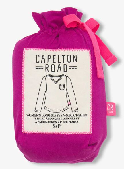 rose violet long sleeve tee in a bag