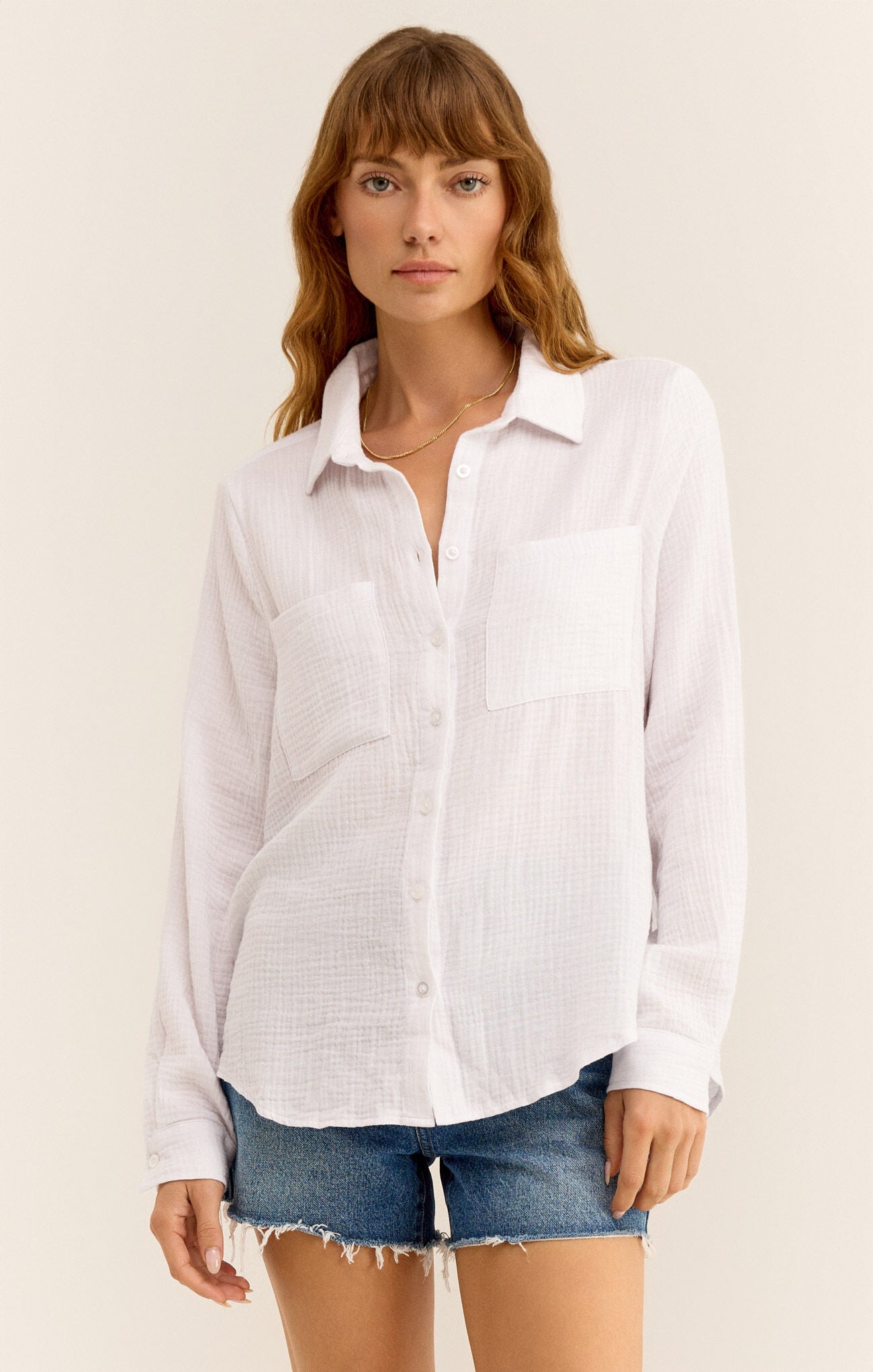 KAILI BUTTON UP GAUZE TOP