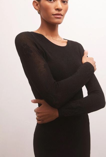 LIZA SWEATER MESH MIDI DRESS