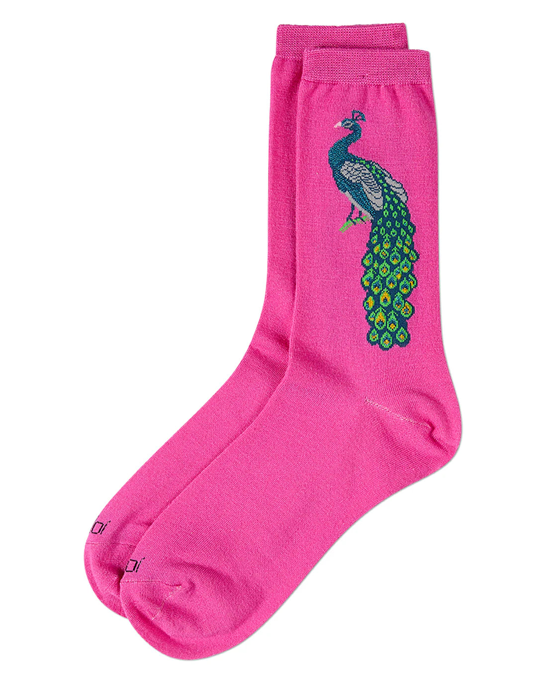 Peacock-Themed Rayon Blend Novelty Crew Sock