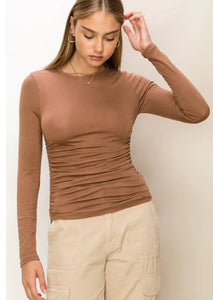 ALL ABOUT YOU LONG SLEEVE RUCHED TOP