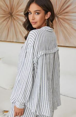 COTTON STRIPED BUTTON-DOWN TOP