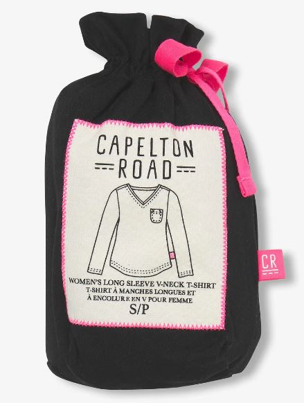 black long sleeve tee in a bag