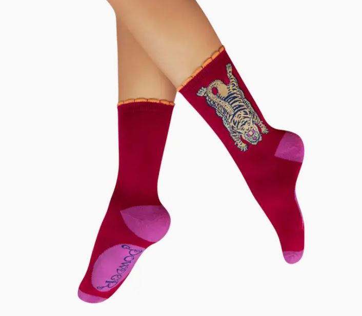 Powder Design inc - US - Ladies' Ankle Socks - Ikat Tiger - Fuchsia