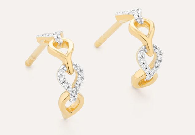 DIAMOND IN THE LINK HUGGIE EARRINGS