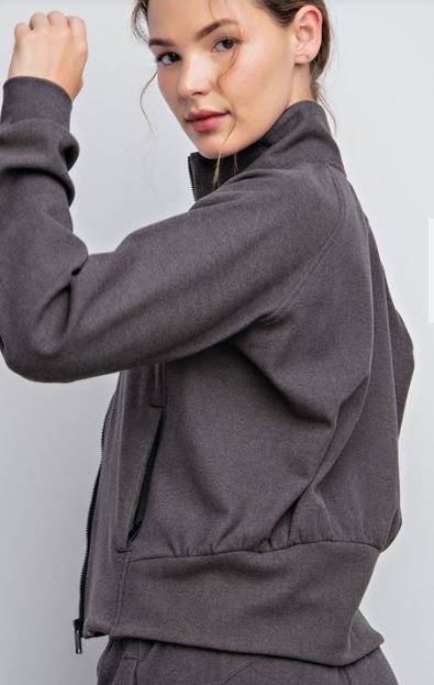 RIB BRUSHED CROPPED JACKET
