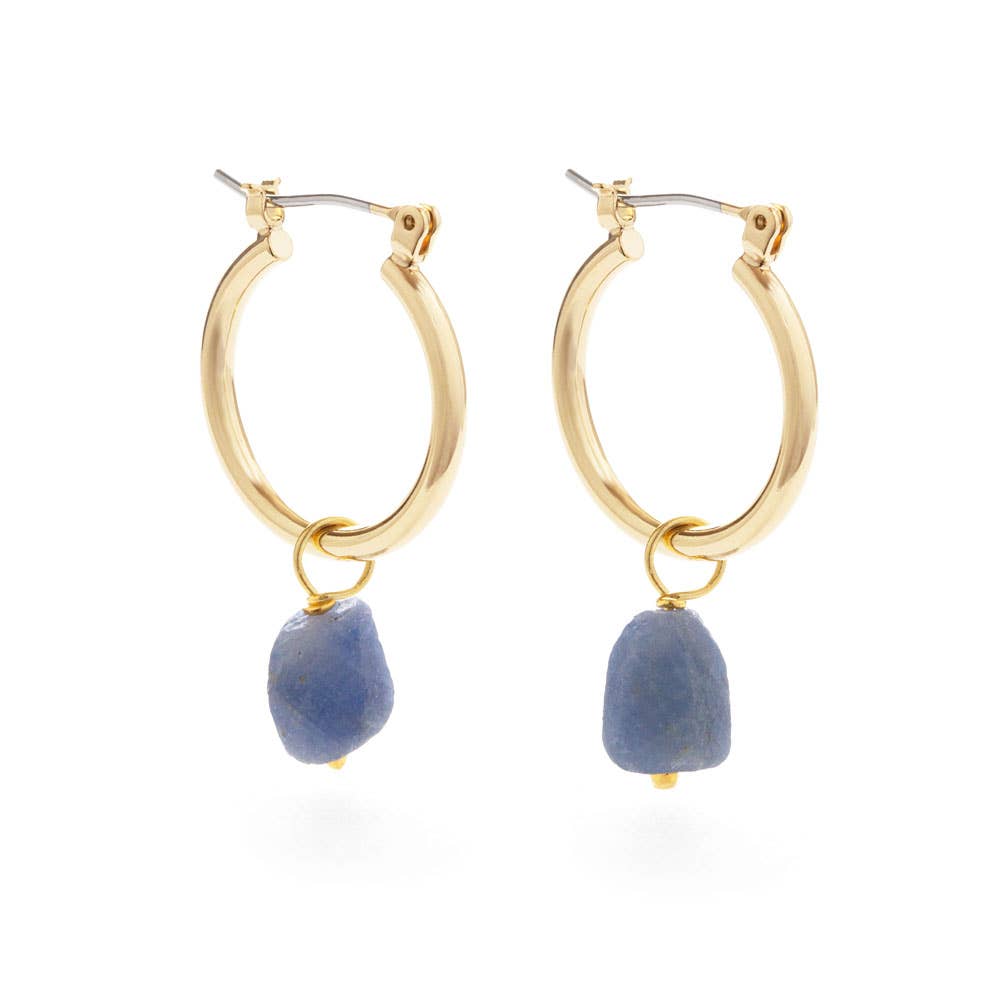 Raw Rough Cut Gemstone Hoops