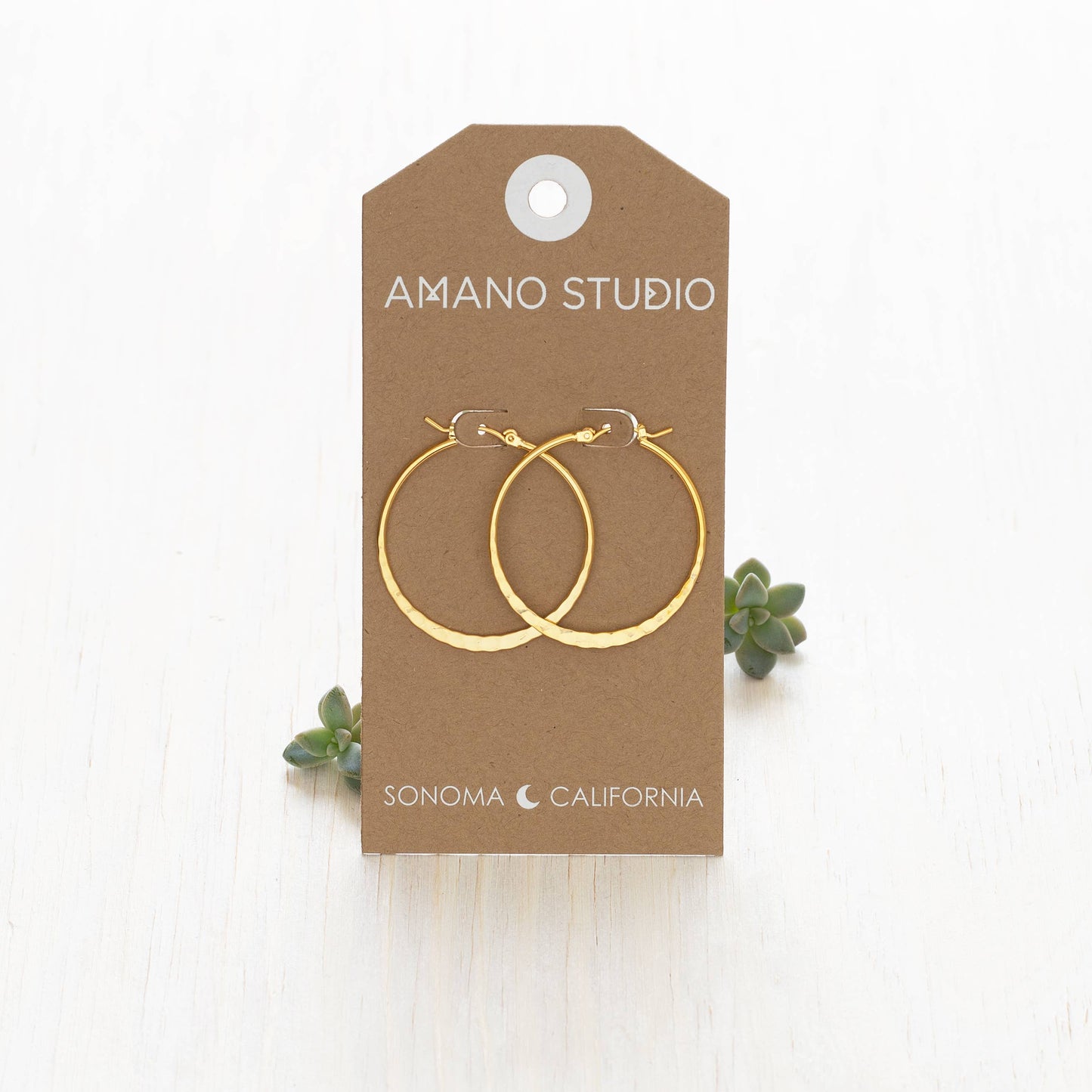Amano Studio - 1.5" Hammered Hoop Earrings