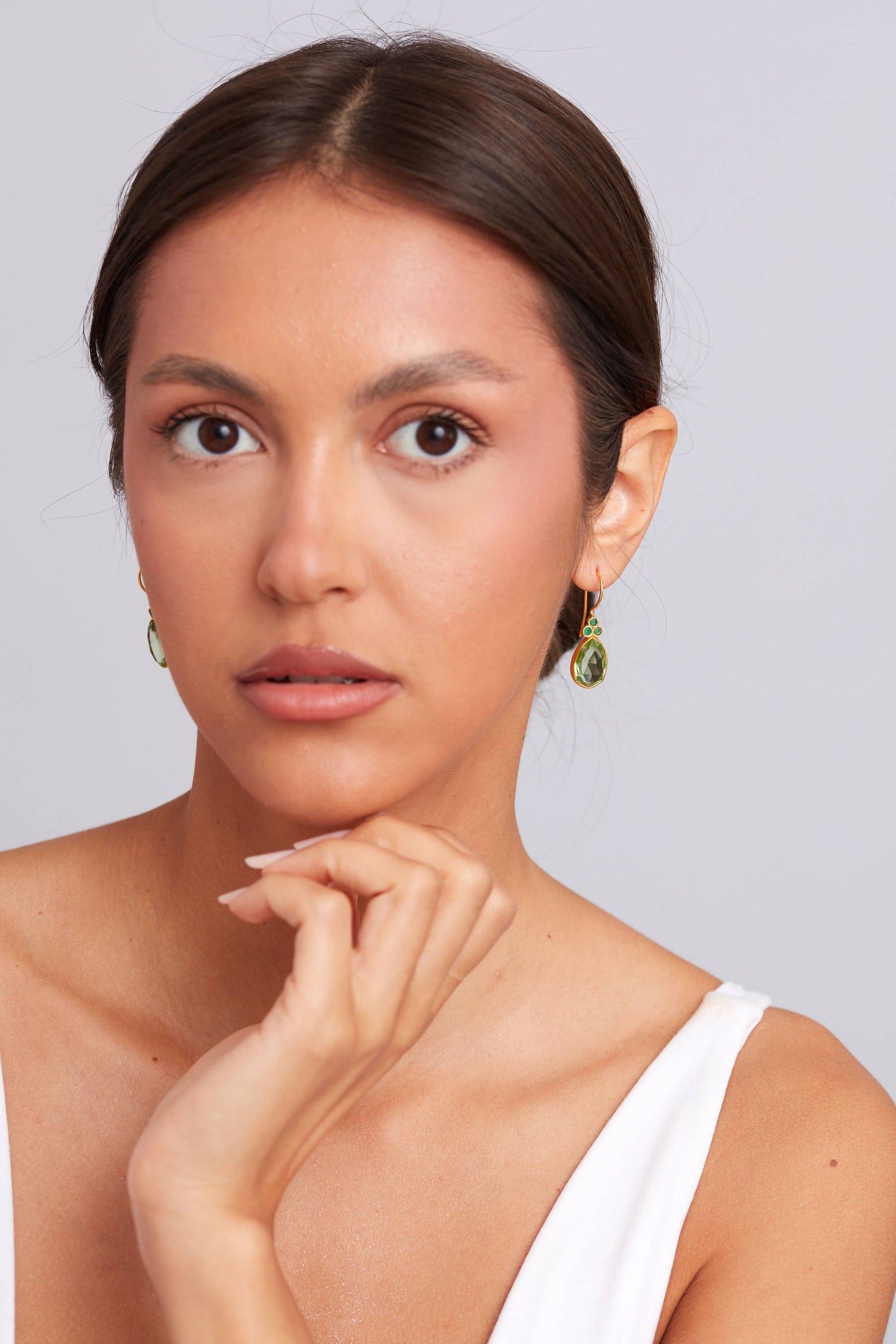 Schmuckoo Berlin - Delilah Earring Gold Plated Silver 925- Prasiolite & Emerald
