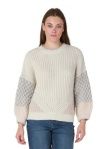 TEXTURED BUBBLE SLEEVE SWEATER