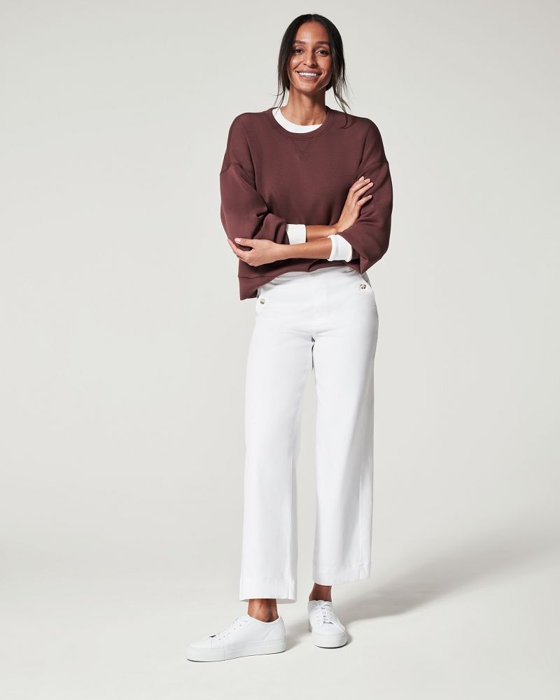 STRETCH TWILL CROPPED WIDE LEG PANT