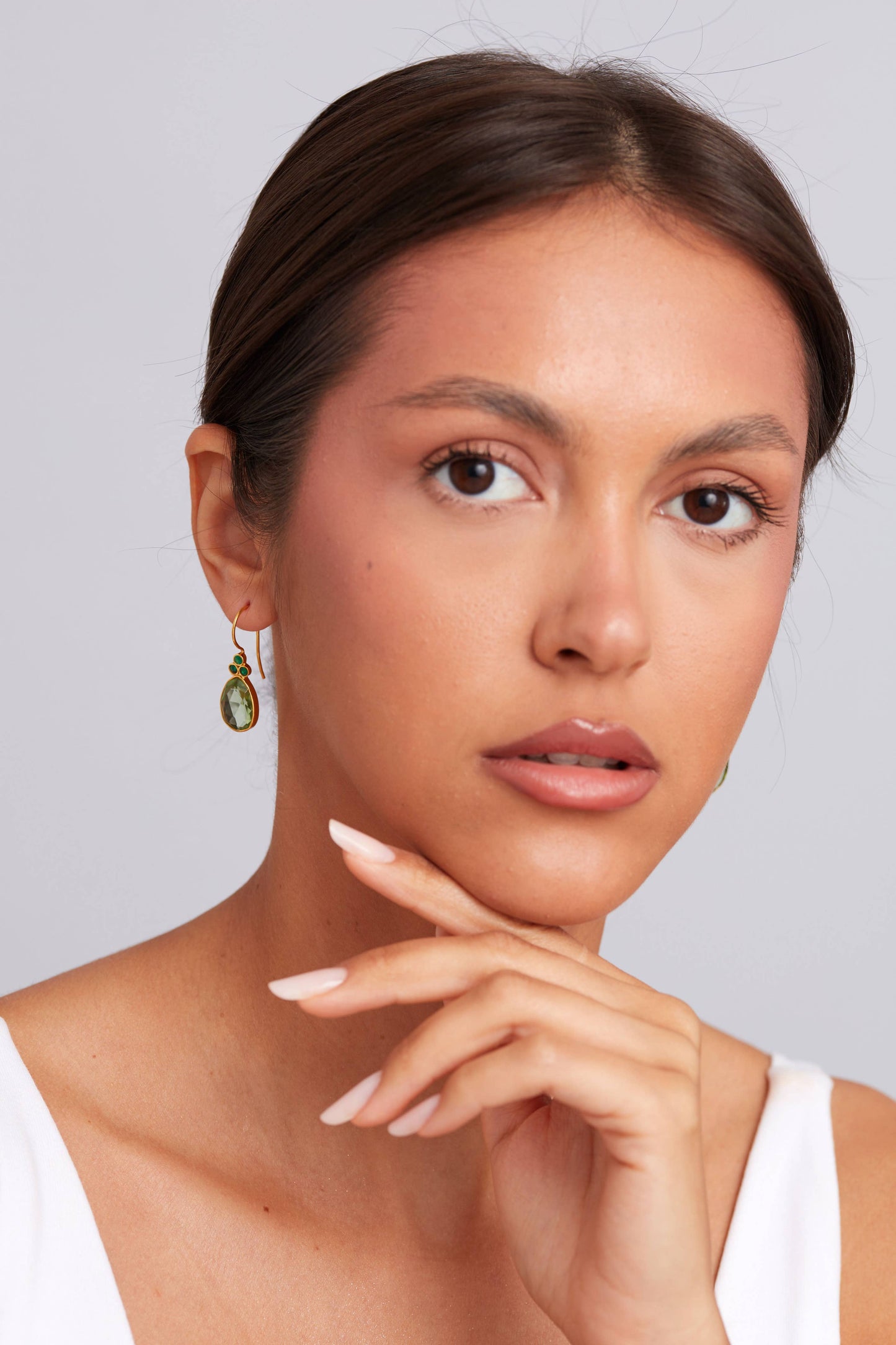 Schmuckoo Berlin - Delilah Earring Gold Plated Silver 925- Prasiolite & Emerald