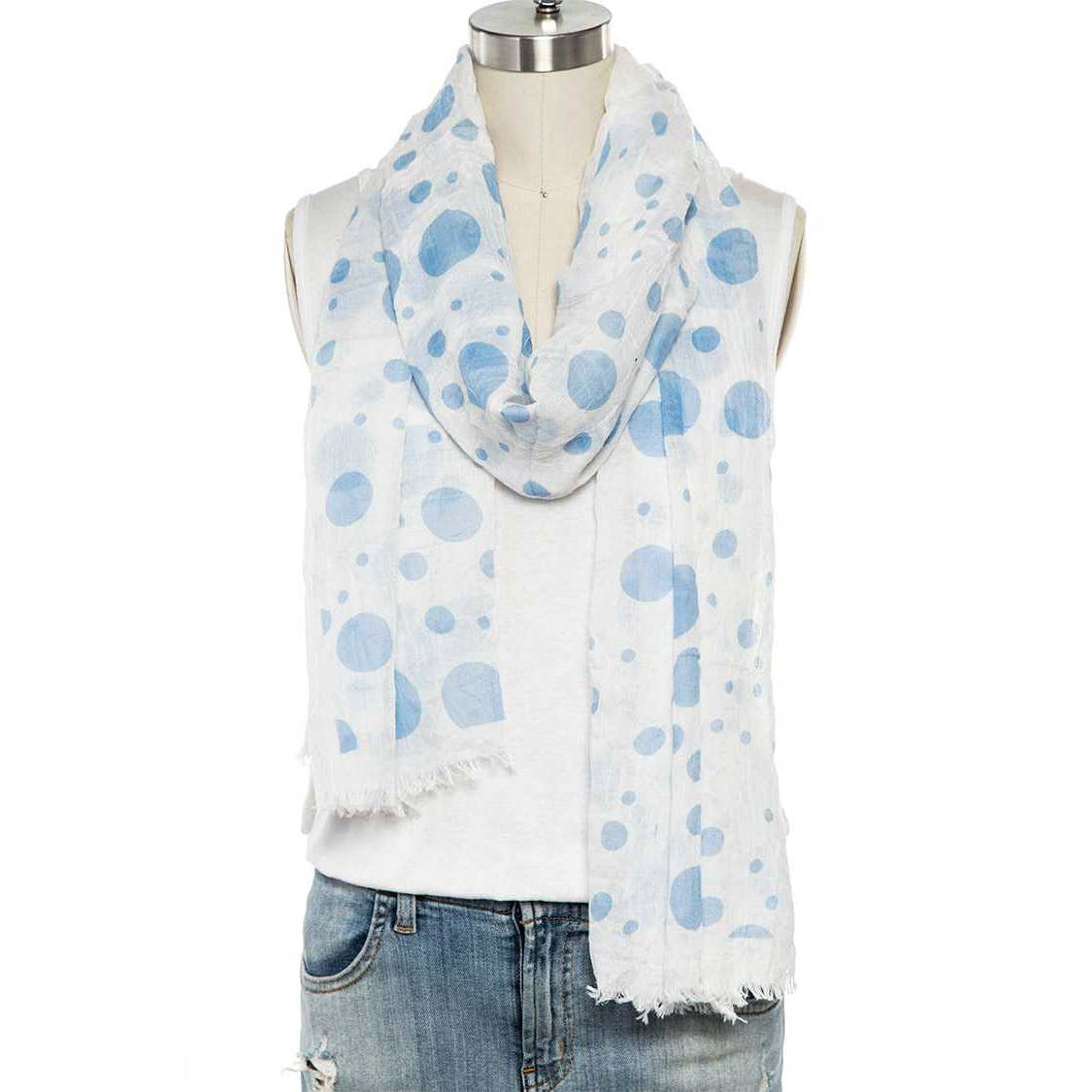 Artini Accessories - Cotton Blend Polka Dot Large Oblong Scarf