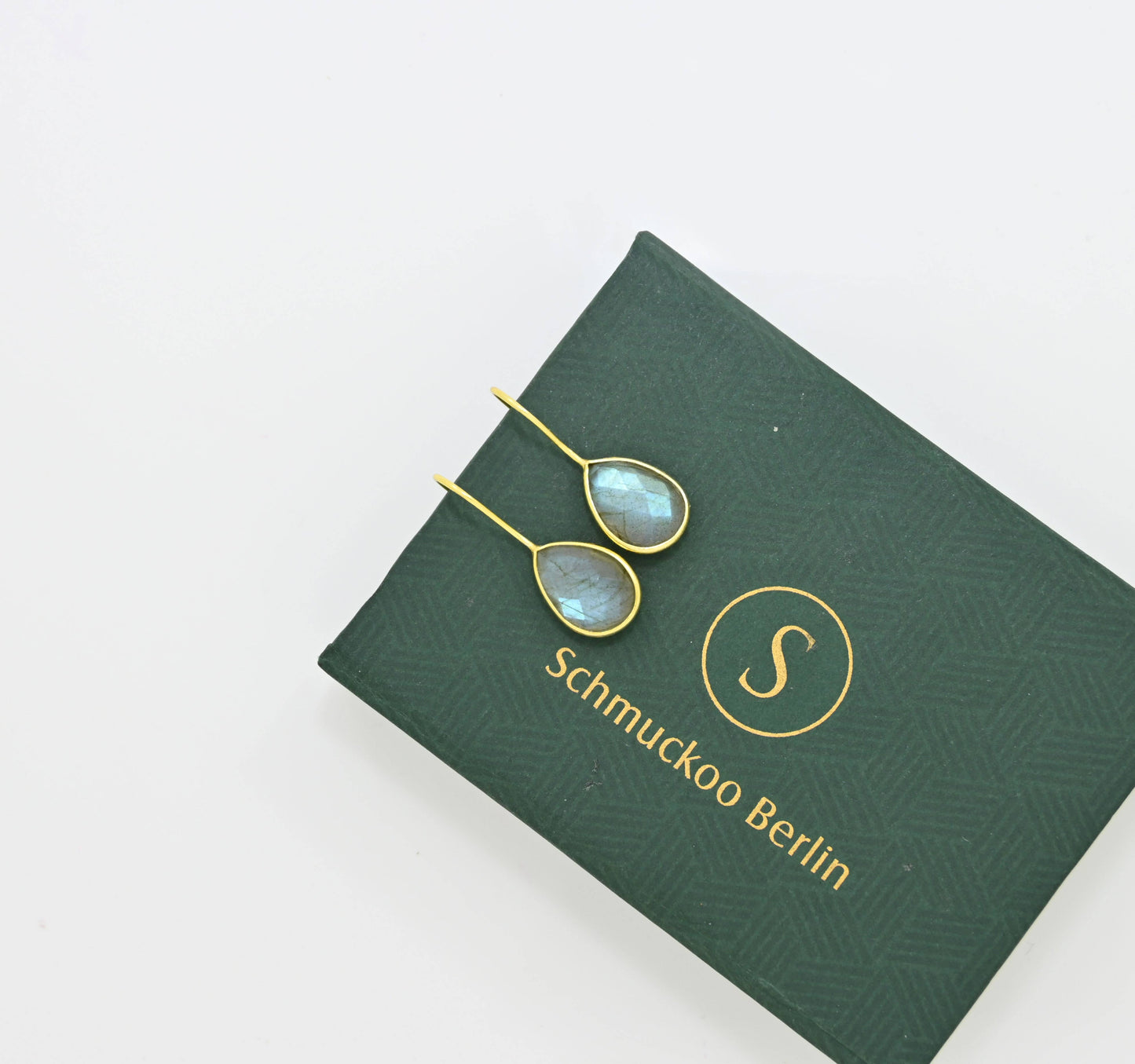 Schmuckoo Berlin - Teardrop Gemstone Earring Gold Silver 925 - Labradorite