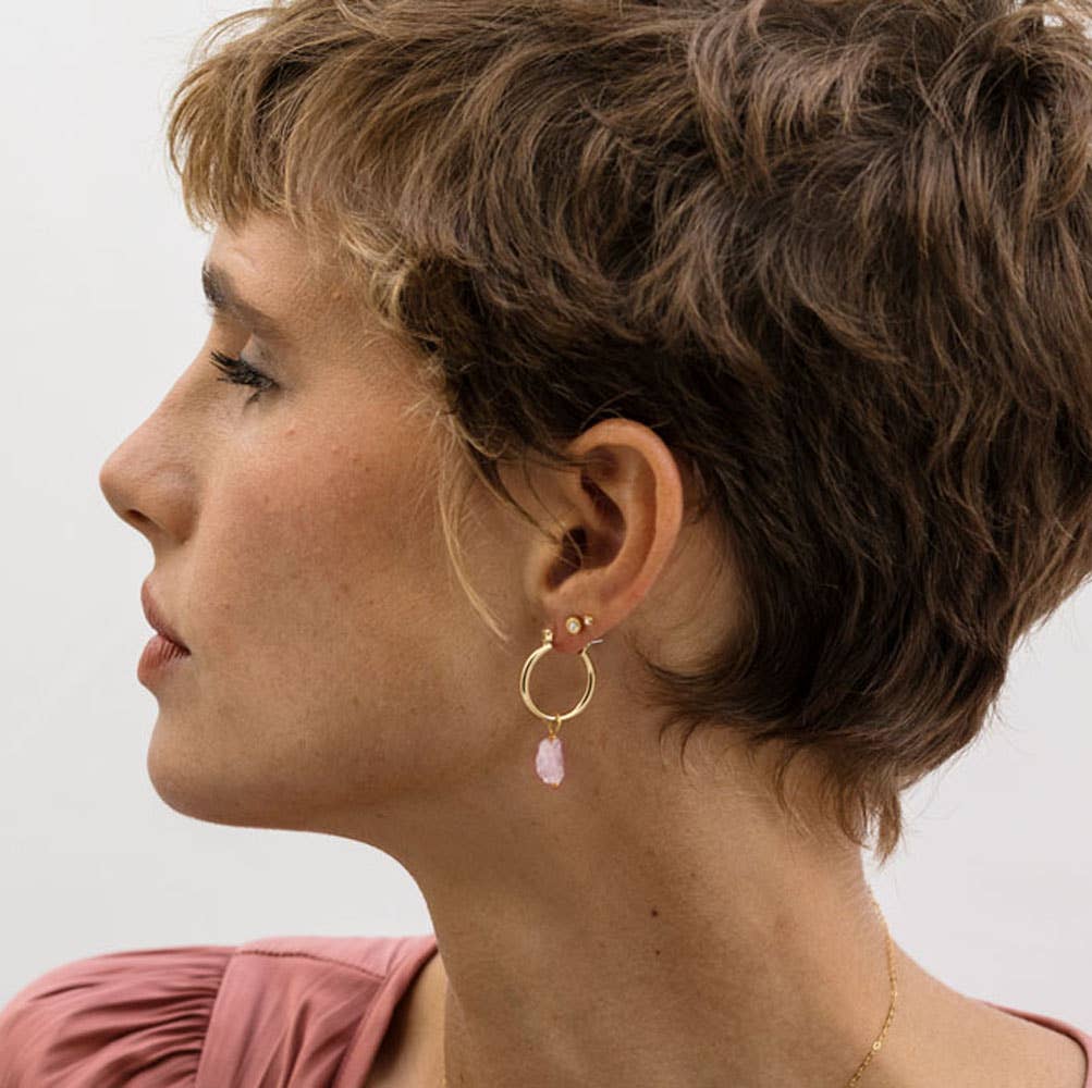 Raw Rough Cut Gemstone Hoops