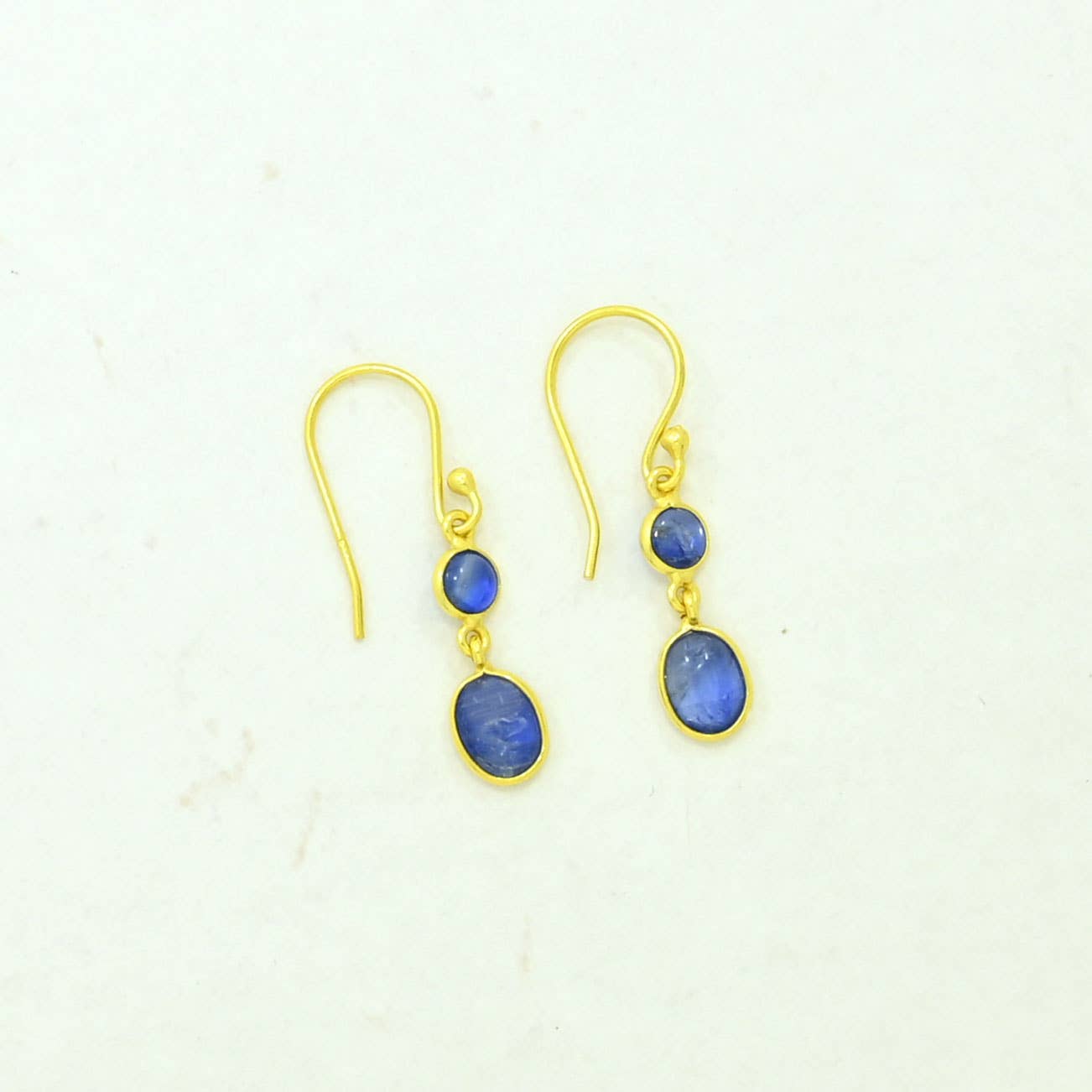 Schmuckoo Berlin - Elin Earring Gold Plated Silver - Natural Blue Kyanite