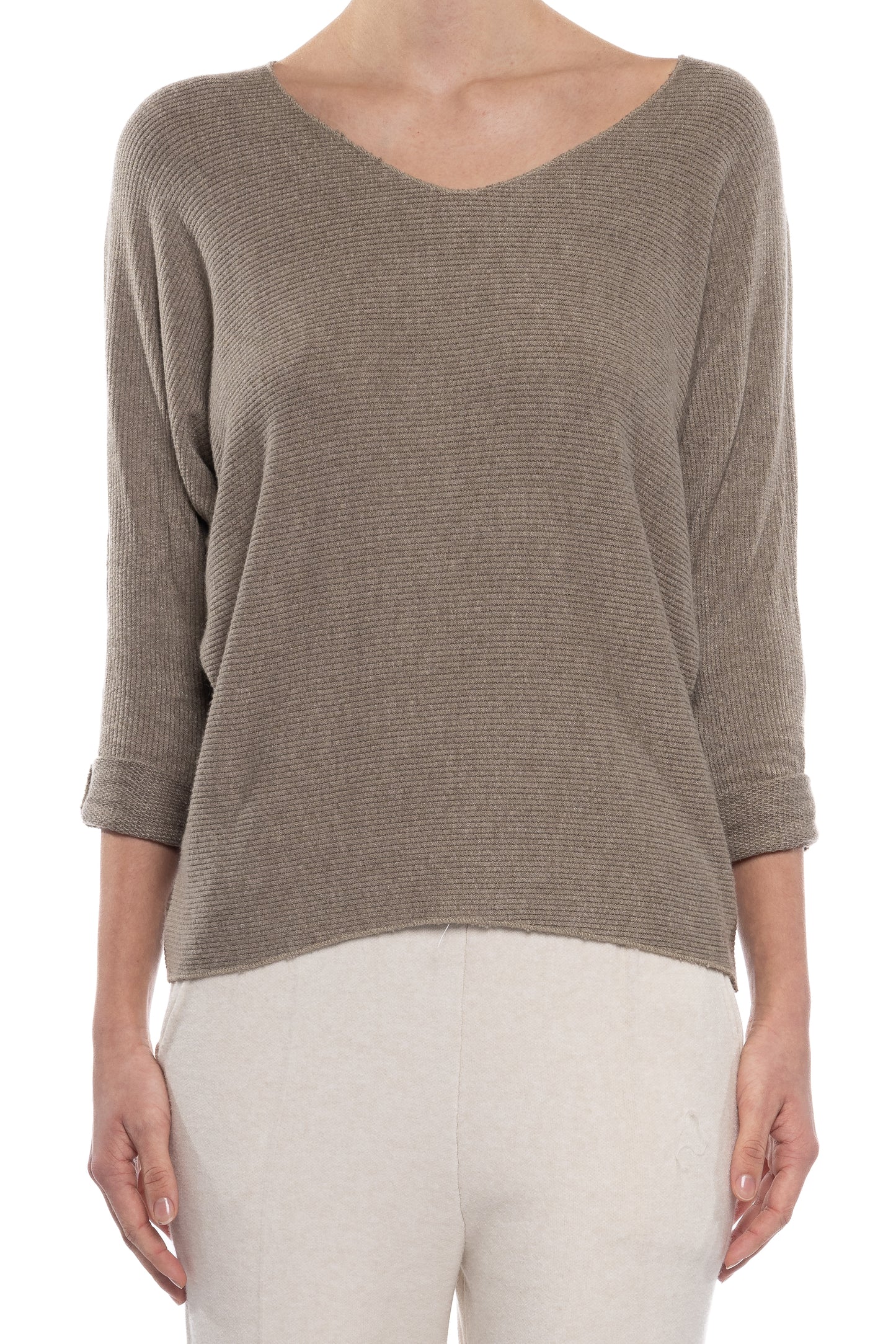 V-NECK RIBBED PULLOVER SWEATER