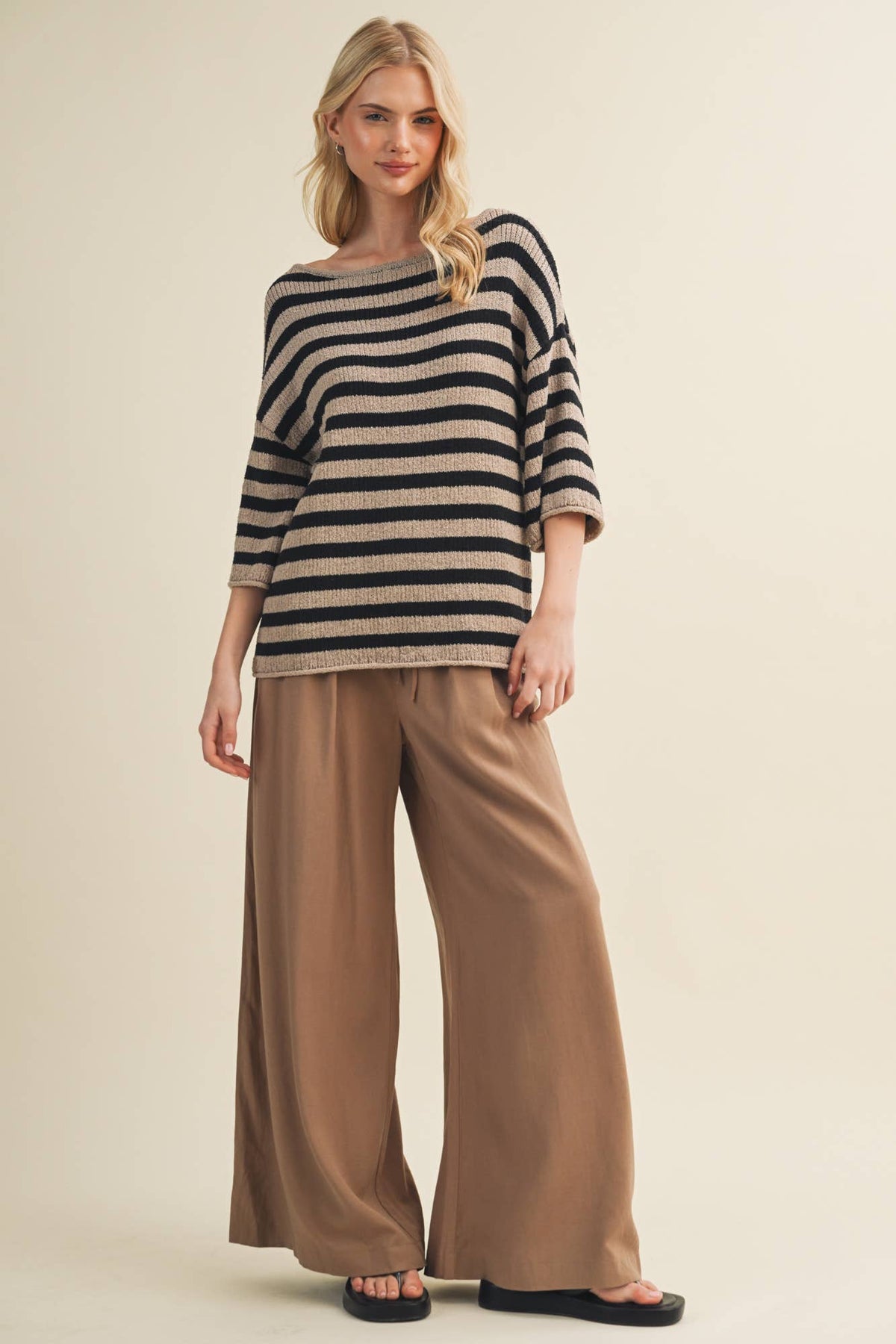 Mustard Seed - Engineered Stripe Bateau Neck Pullover