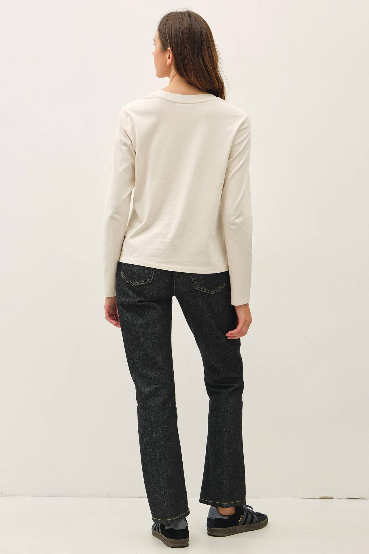 Be Cool - GARMENT WASHED COTTON LONG SLEEVE BASIC TOP