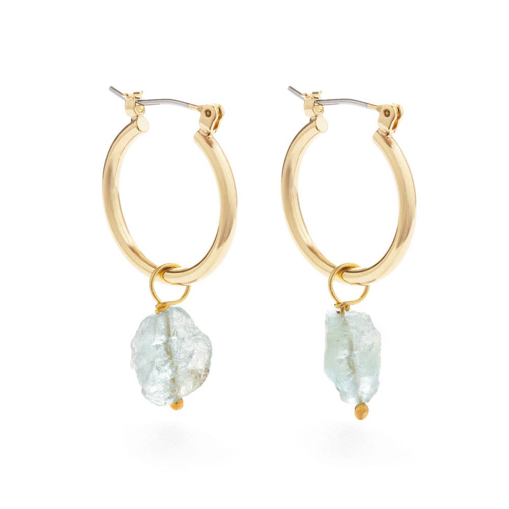 Raw Rough Cut Gemstone Hoops