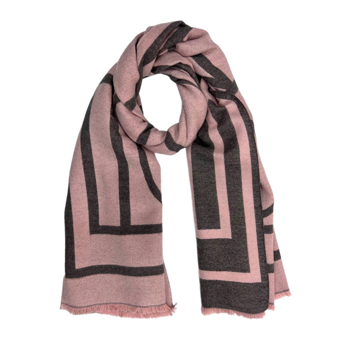 London Scarves - Black Geometric print cashmere blend winter scarf