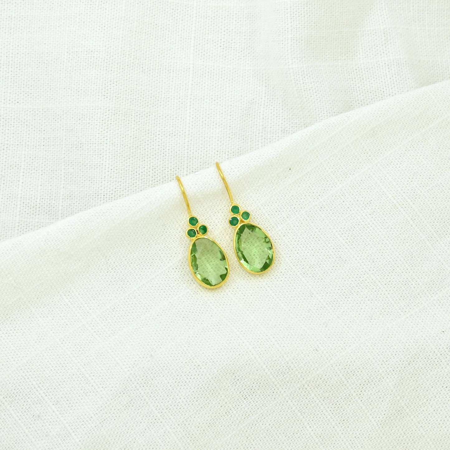Schmuckoo Berlin - Delilah Earring Gold Plated Silver 925- Prasiolite & Emerald