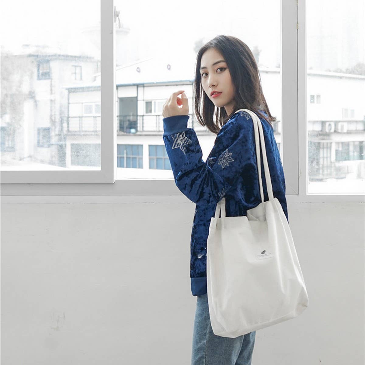 CORDUROY SNAP-BUTTON LARGE-CAPACITY SHOULDER BAG - NINEXIS