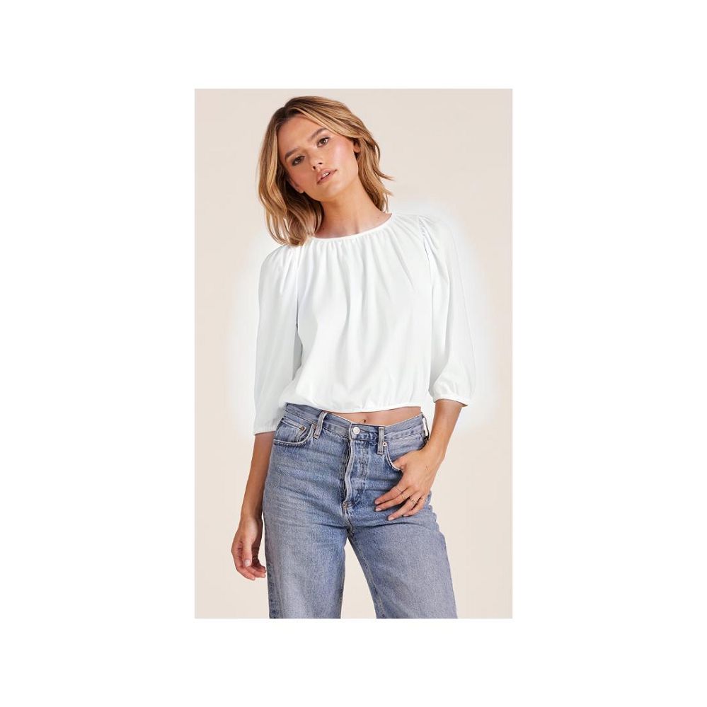 SHIRRED 3/4 SLEEVE TEE