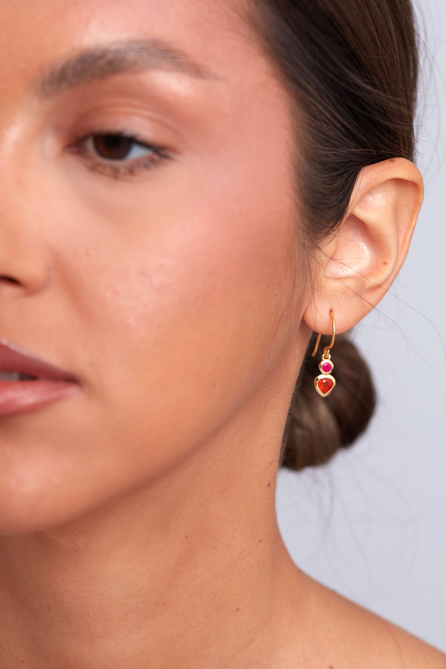 Schmuckoo Berlin - Jazlyn Earring Gold Plated - Carnelian & Pink Fuchsia Onyx