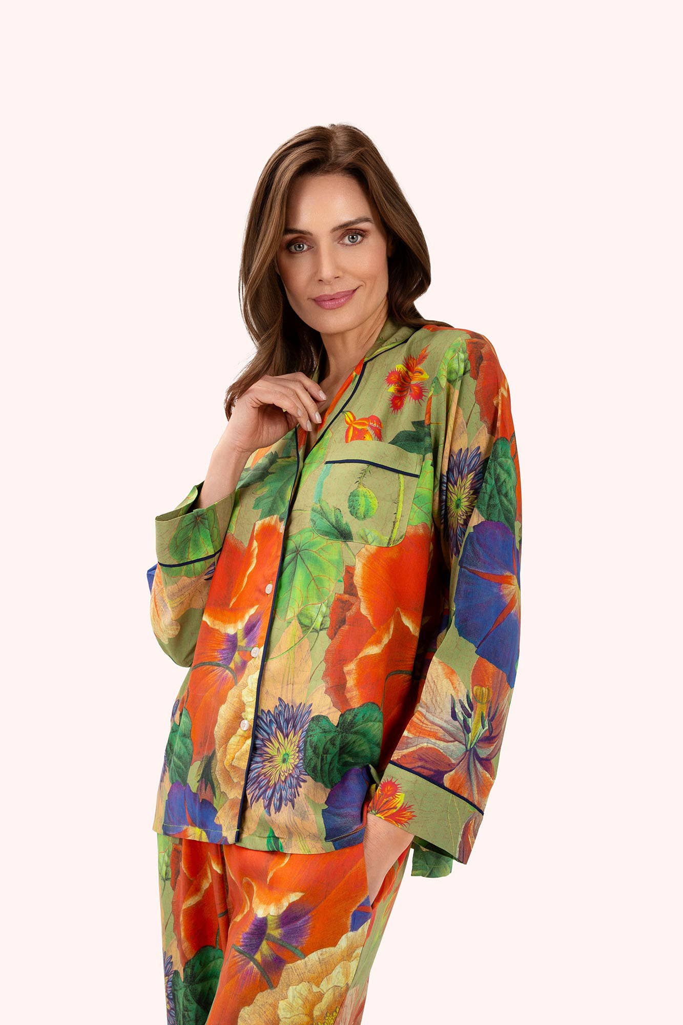 Powder Design inc - US - Supersoft Botanical Bouquet Sage Pyjamas - Medium