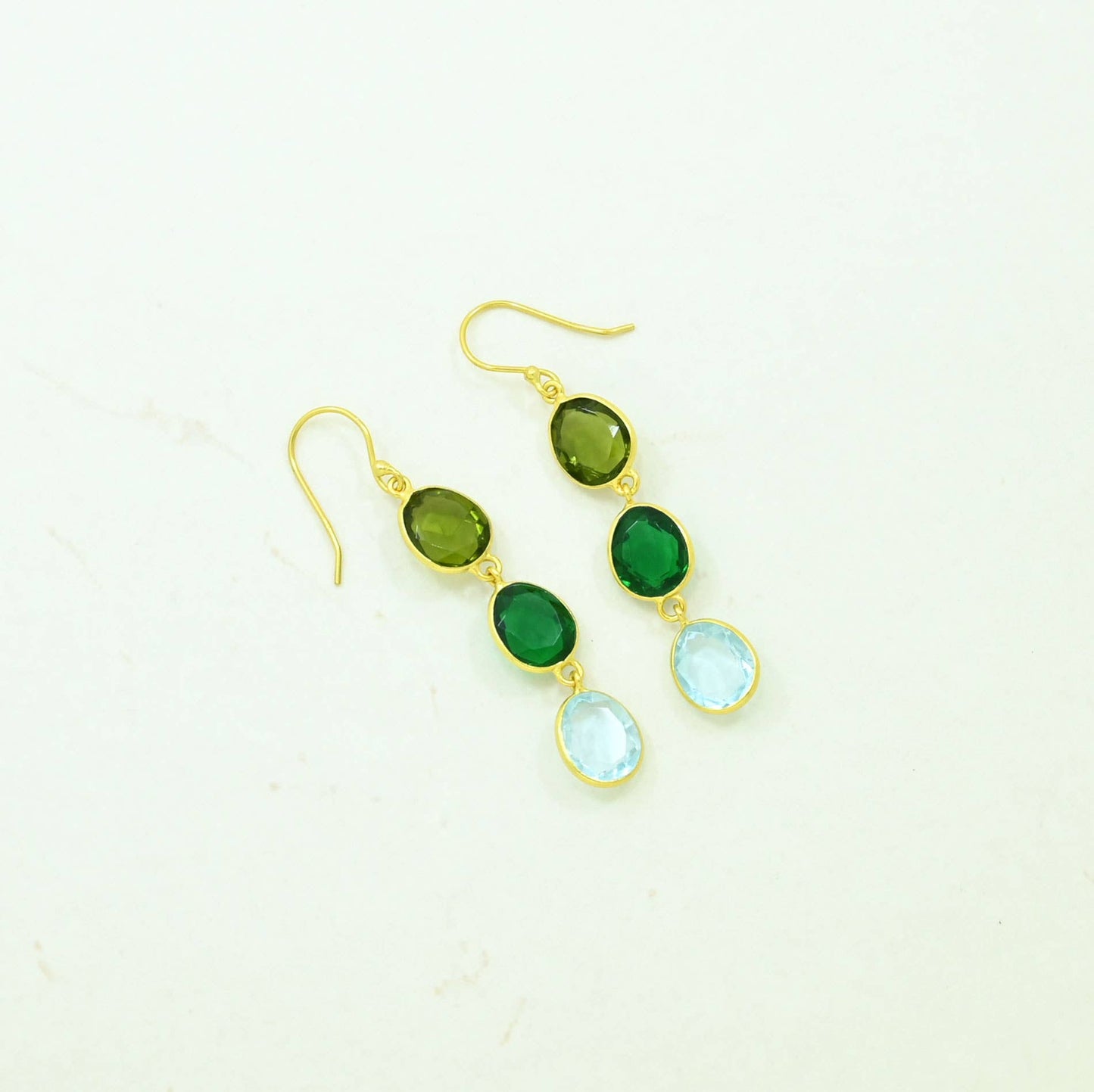 Schmuckoo Berlin - Maicy Earring Gold Silver 925 - Blue Topaz & Green Tourmaline