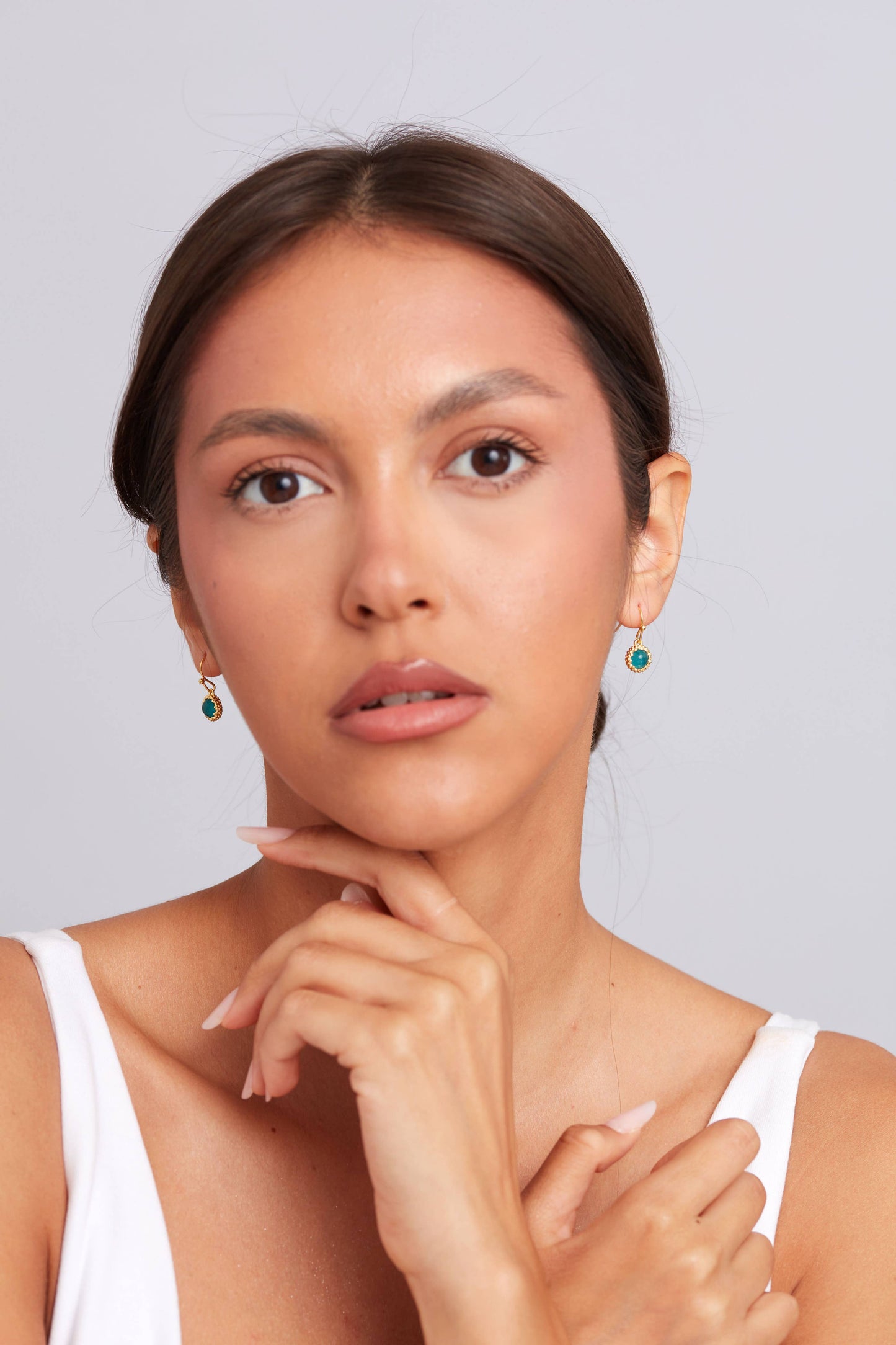 Schmuckoo Berlin - Dove Earring Gold Plated - Neon Blue Jade