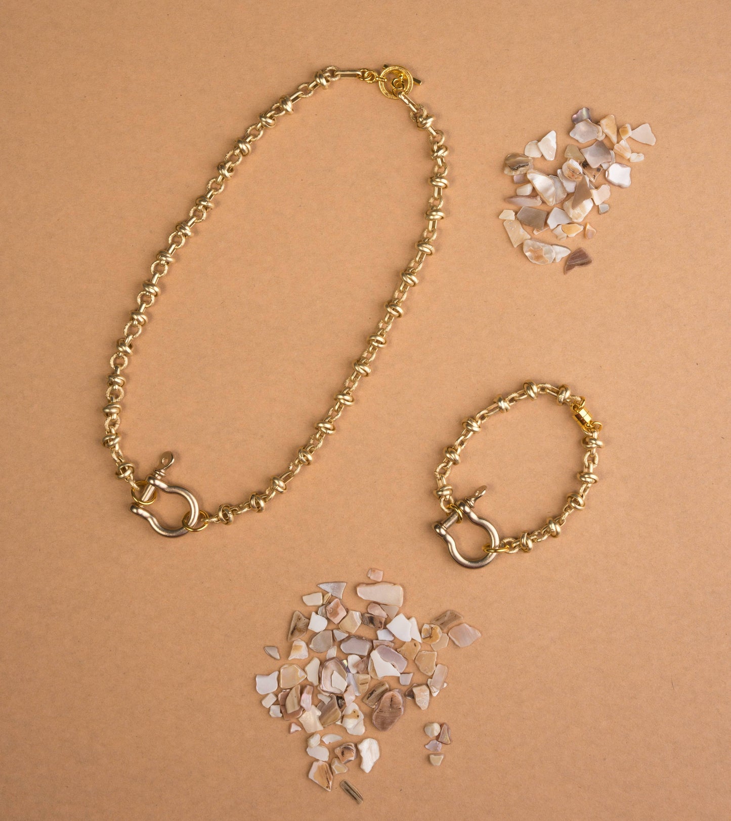 ali & bird jewelry - Knot Gold Chain & Stirrup Necklace