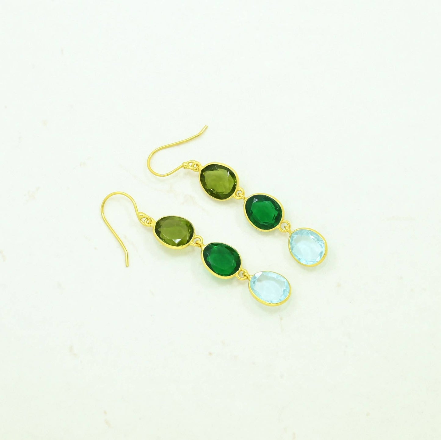 Schmuckoo Berlin - Maicy Earring Gold Silver 925 - Blue Topaz & Green Tourmaline