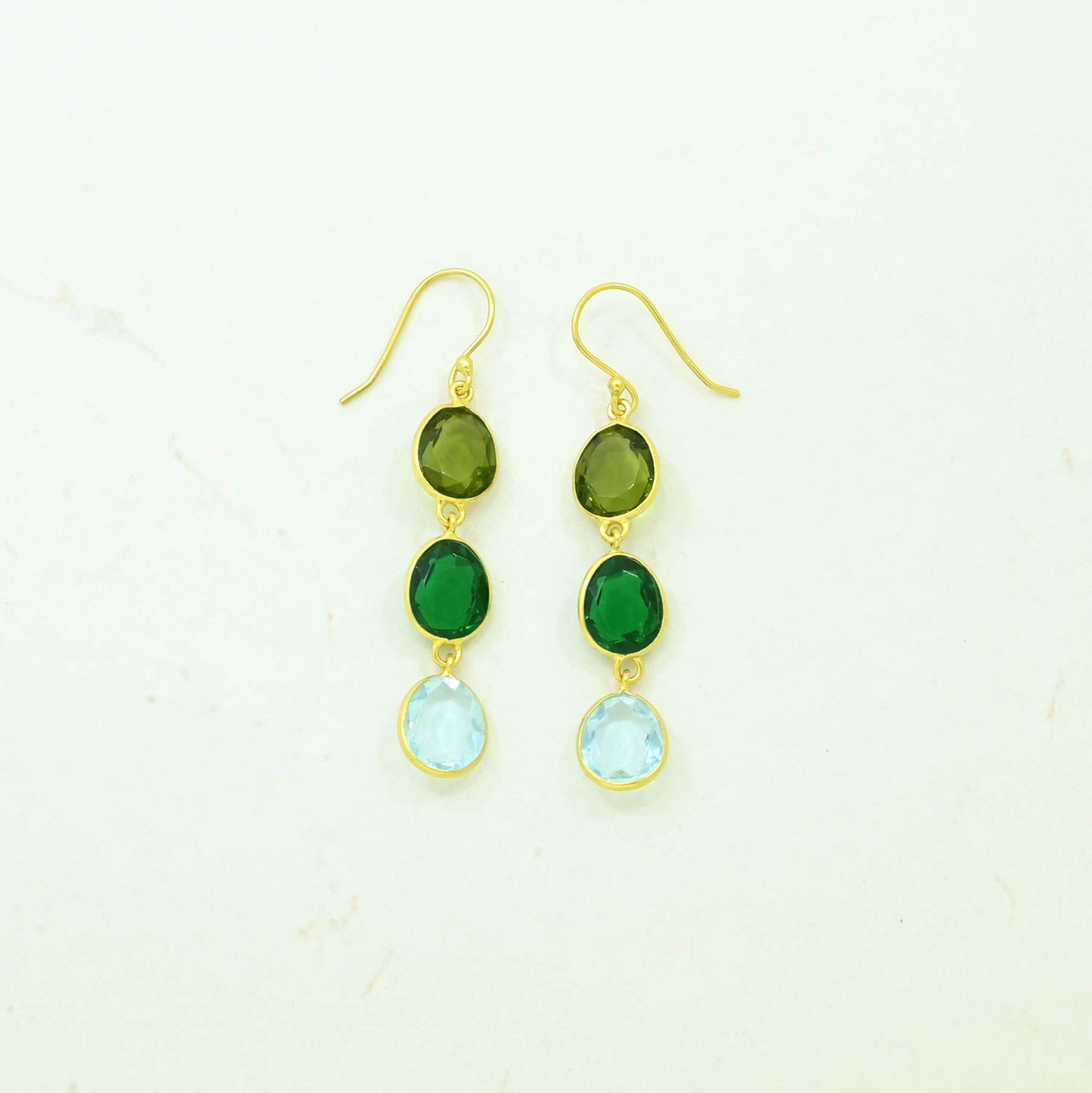 Schmuckoo Berlin - Maicy Earring Gold Silver 925 - Blue Topaz & Green Tourmaline