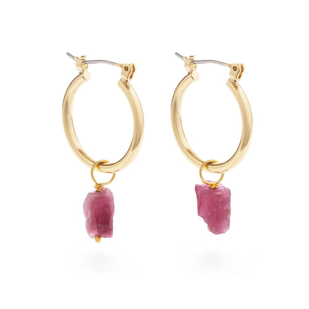 Raw Rough Cut Gemstone Hoops