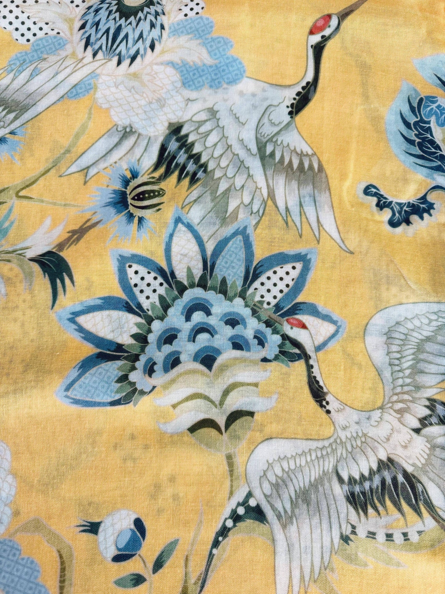 JC Sunny Fashion - JC071151 Yellow-Multi Crane & Floral Scarf