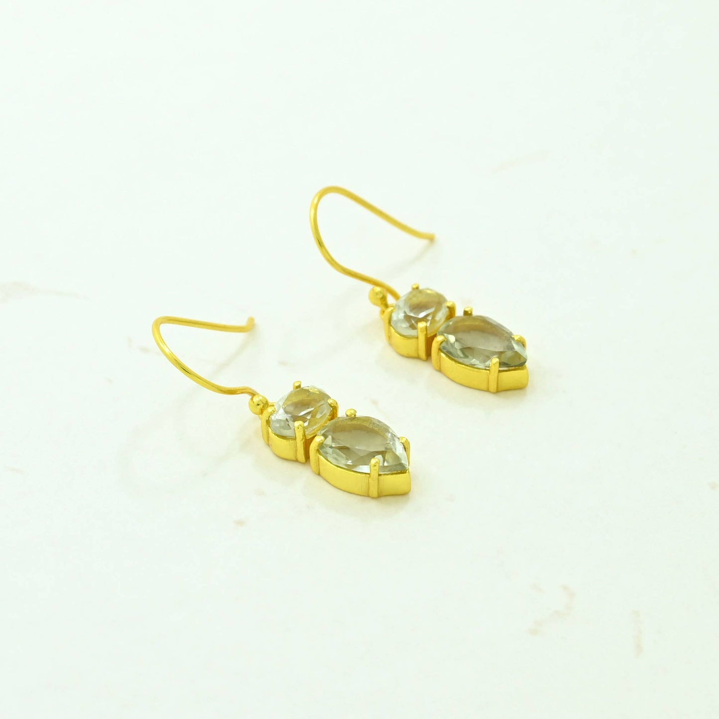 Schmuckoo Berlin - Ella Earrings Gold Silver 925 - Natural Green Amethyst