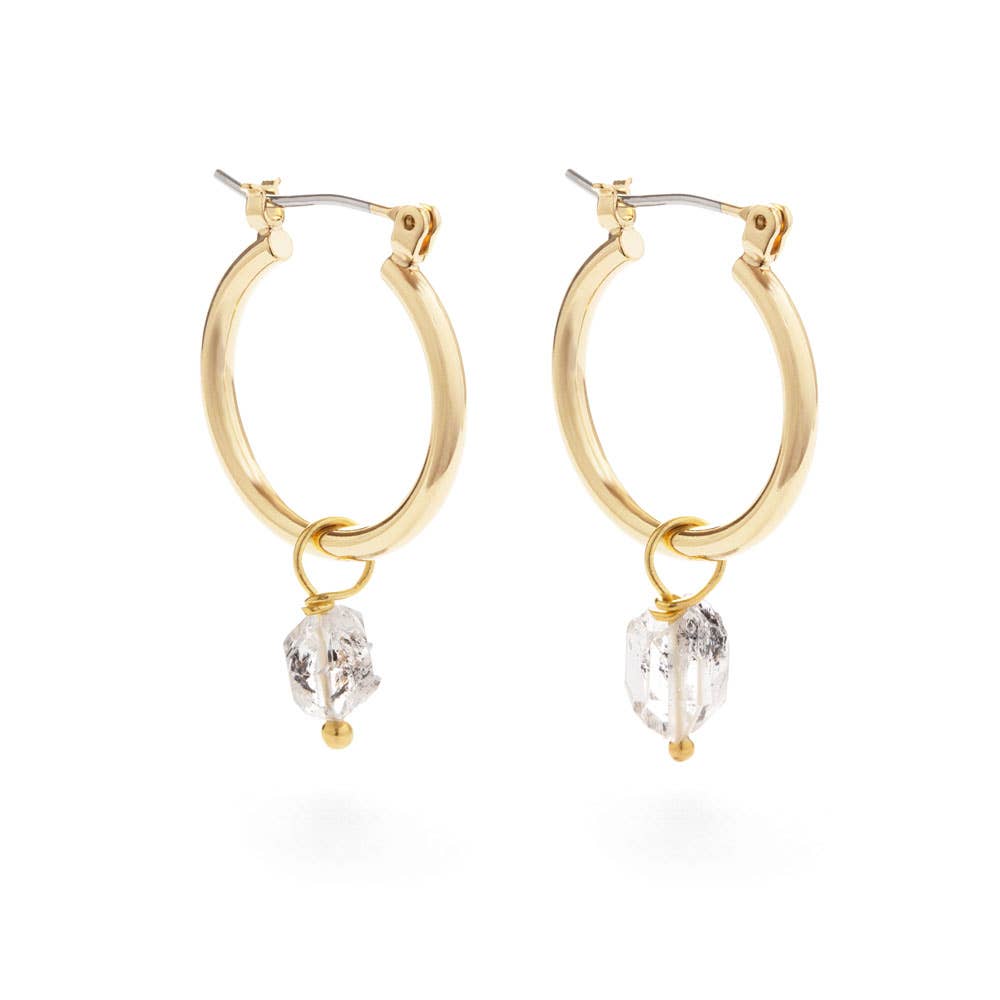 Raw Rough Cut Gemstone Hoops