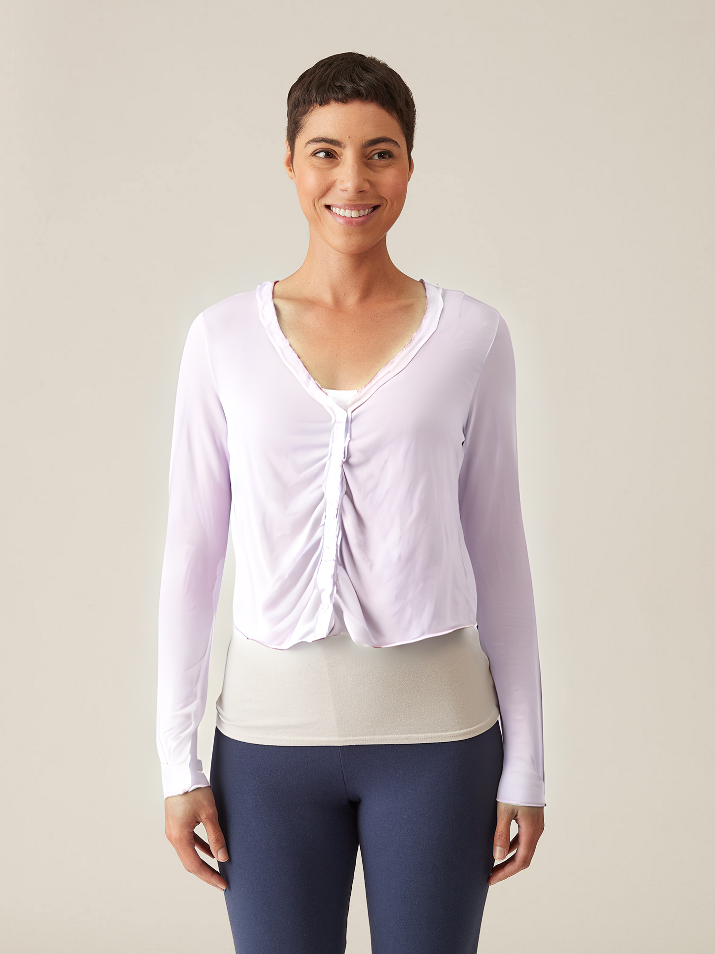 SHIRRED CARDI - LIGHT WEIGHT LINEN SWEATER