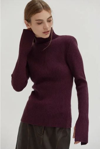 Elaine Power Shoulder Mock Neck Sweater Top