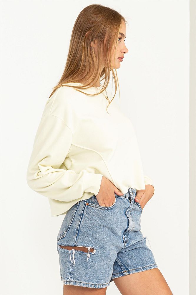 Crop Sweatshirt w/ Rounded Side seam