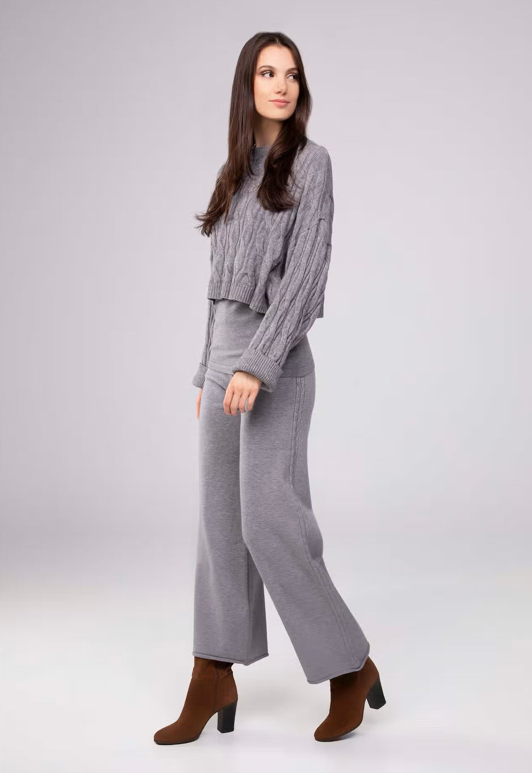 Cropped Cable Knit Sweater