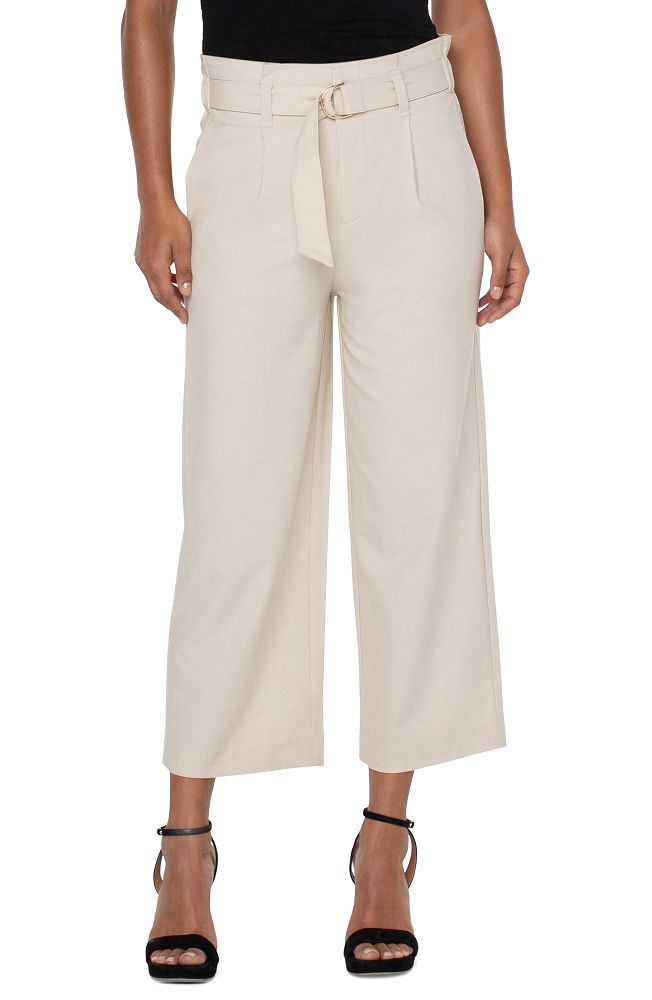 Belted paperbag wide leg crop 24" ins